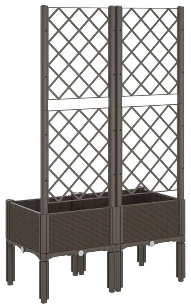 barna polipropilén rácsos kerti ültetőláda 80 x 40 x 142 cm