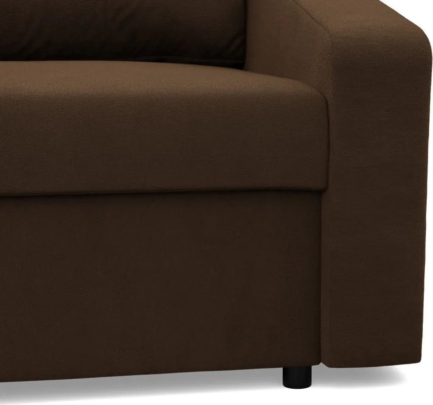 Zeus sarokkanapé, 2 ágyneműtartóval, döntött kartámasz, szövet anyag, univerzális oldal, hab töltet, barna