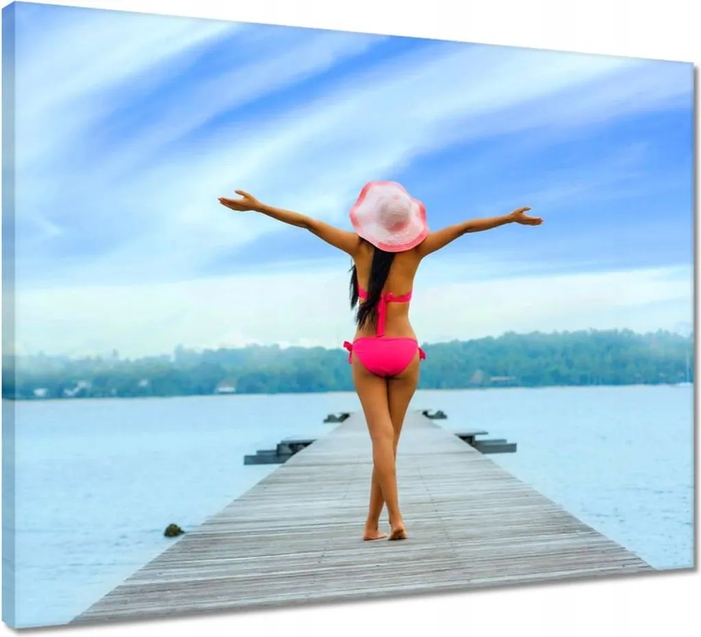 Vászonkép 50x40 Hölgy a mólón