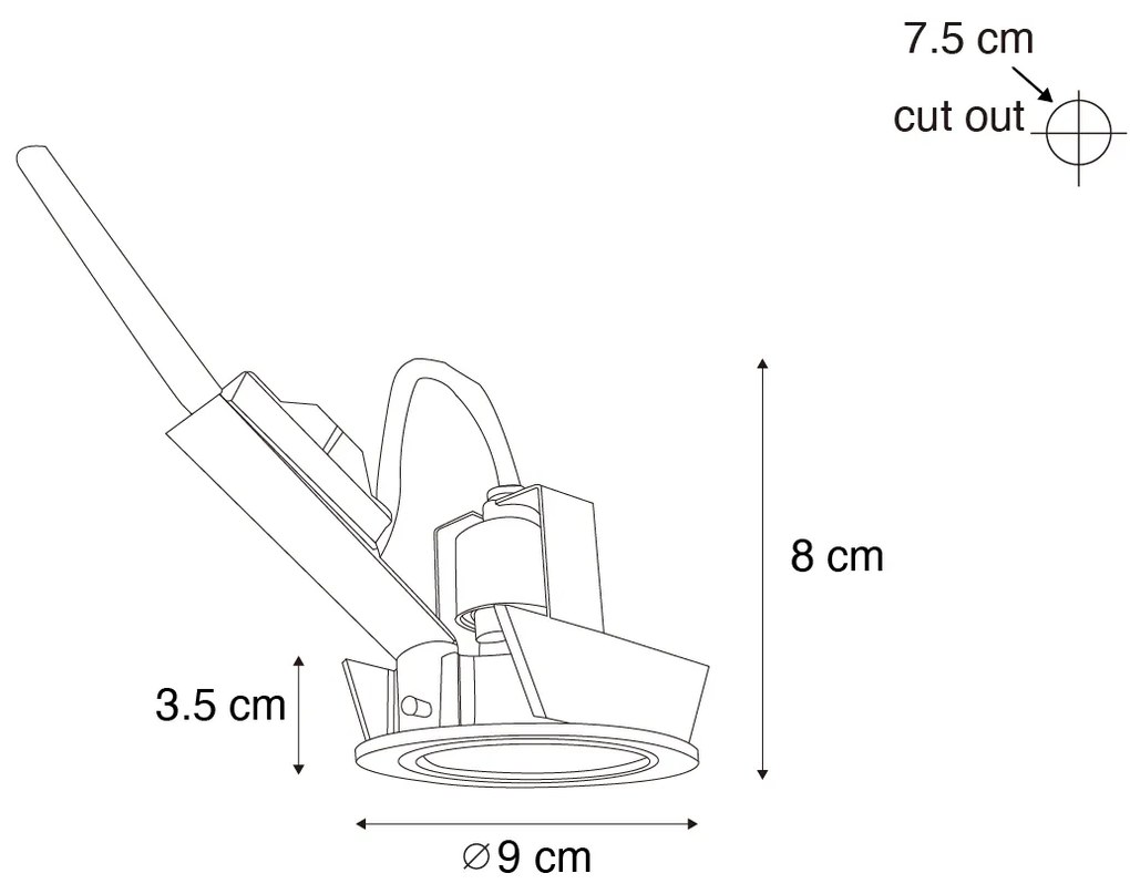 Modern fegyverszürke beépíthető spotlámpa szett, 6 db, GU10, 50mm, kerek, dönthető - Cisco
