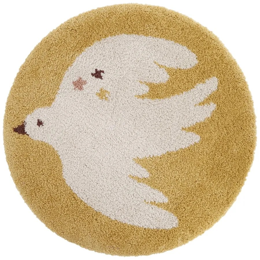 Okkersárga gyerek szőnyeg ø120 cm Bohemian Bird Miel – Nattiot