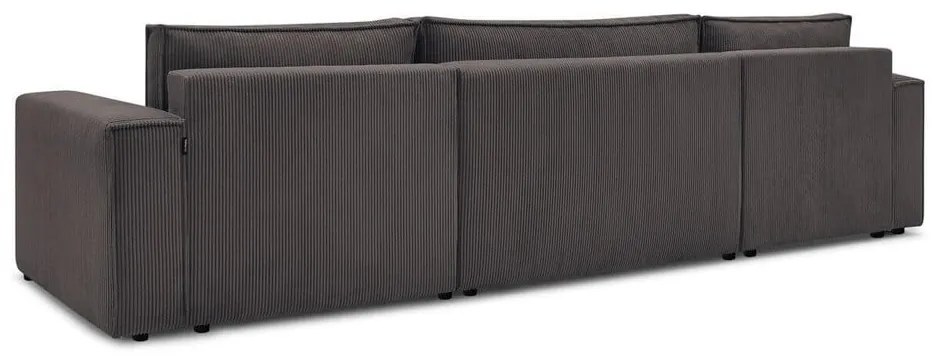 Szürkésbarna kordbársony kinyitható (U alakú) sarokkanapé Nihad – Bobochic Paris