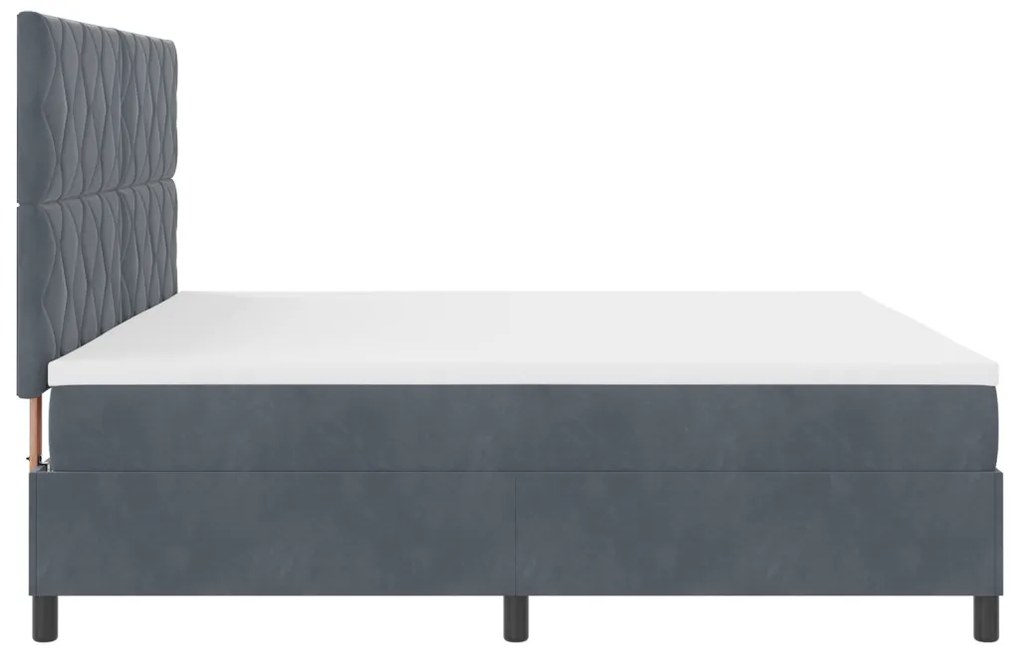 vidaXL Boxrugós ágy matracmal Sötétszürke 200 x 200 cm szövet