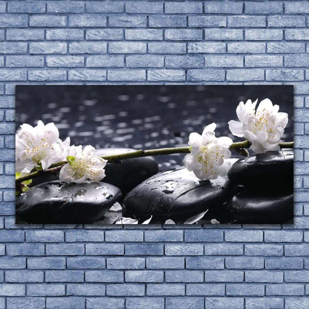 Modern üvegkép virág Stones 125x50 cm