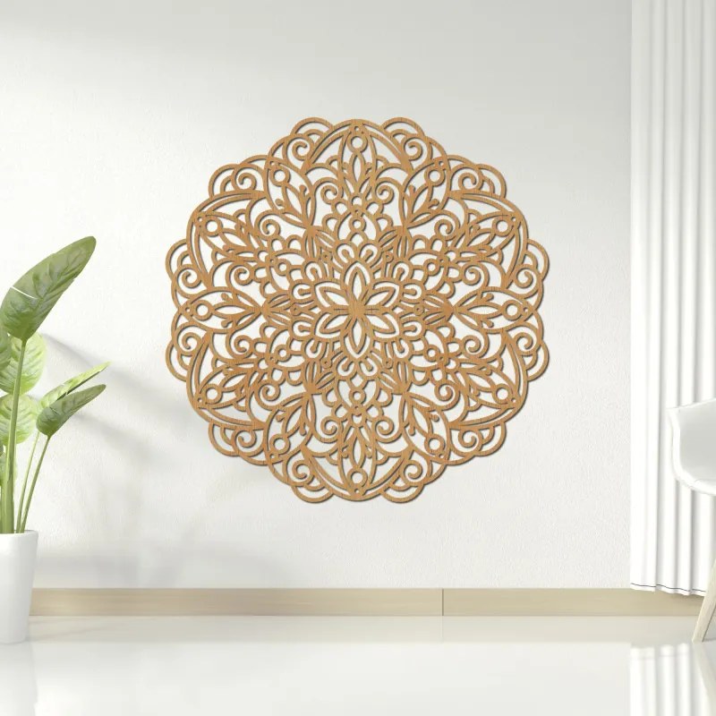 Fából készült mandala falra, virágdíszítéssel | MELLANY