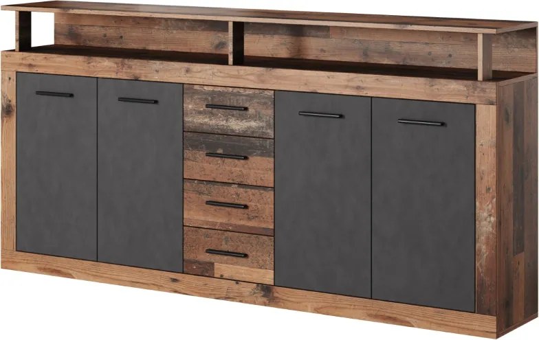 Komód 4 ajtóval és 4 fiókkal Old Style Dark / Matera színkombinációban – XXL LUNA