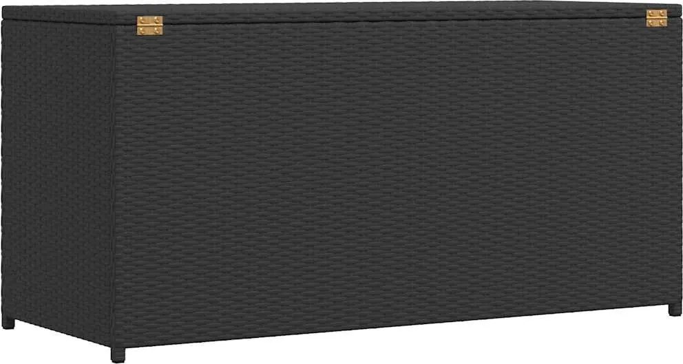 Fekete Polyrattan Kerti Tárolóláda 120 X 50 X 60 Cm