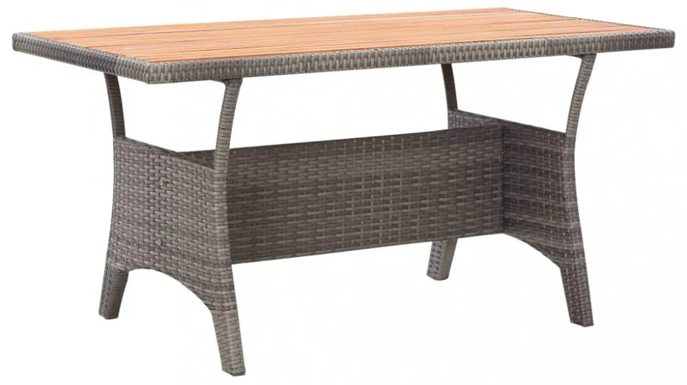 3 részes polyrattan és tömör akácfa kerti étkezőgarnitúra