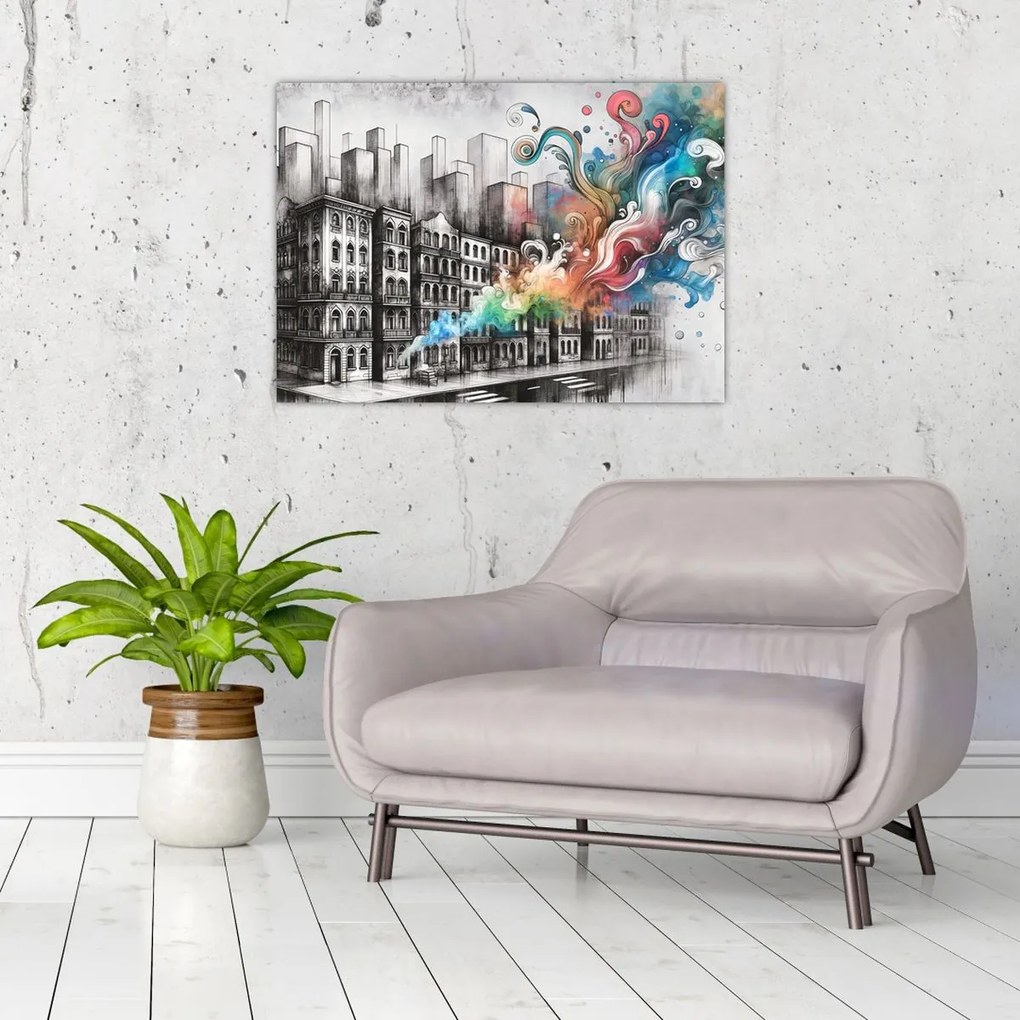 Üveg kép - Ipari élet (70x50 cm)