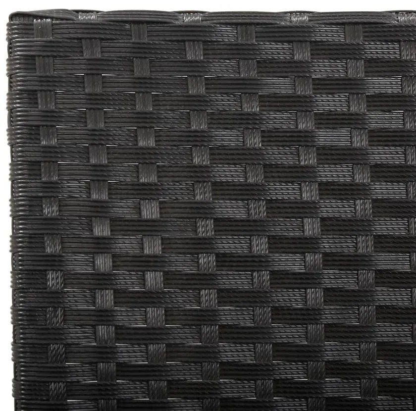 fekete polyrattan kerti pad párnával 176 cm