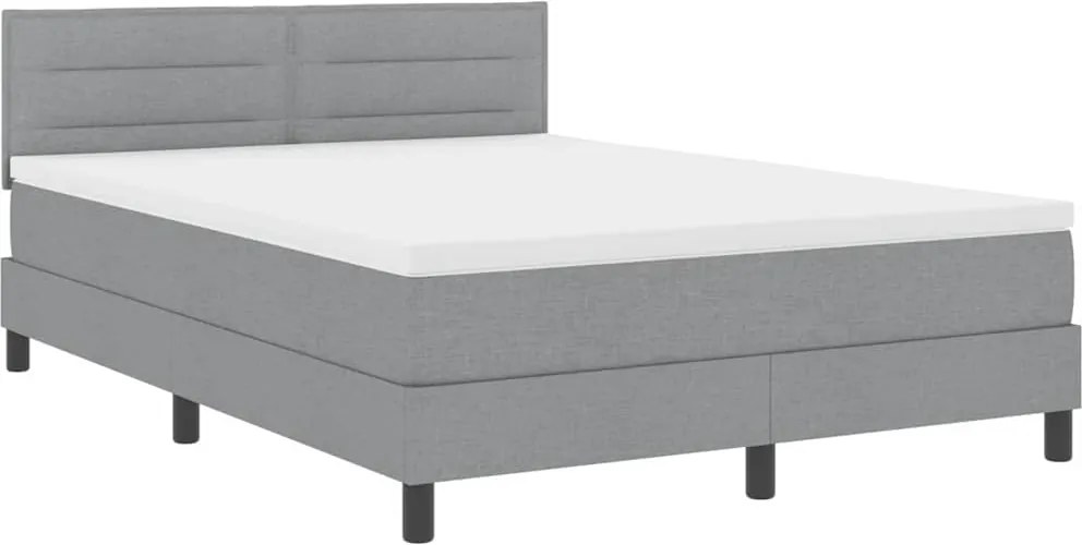 vidaXL Boxrugós ágy matracmal leddel Világosszürke 140 x 190 cm szövet