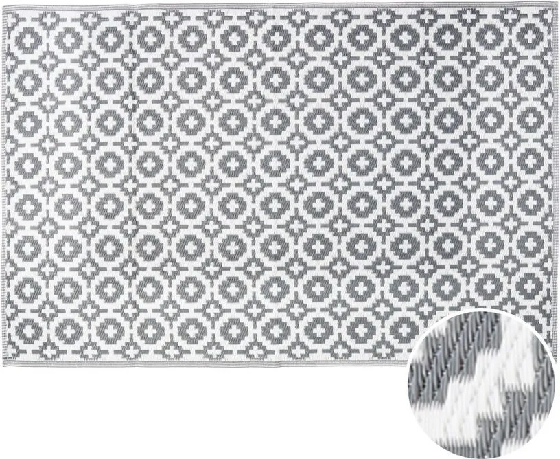 COLOUR CLASH kül- és beltéri szőnyeg szürke/fehér mozaikos 180x120cm