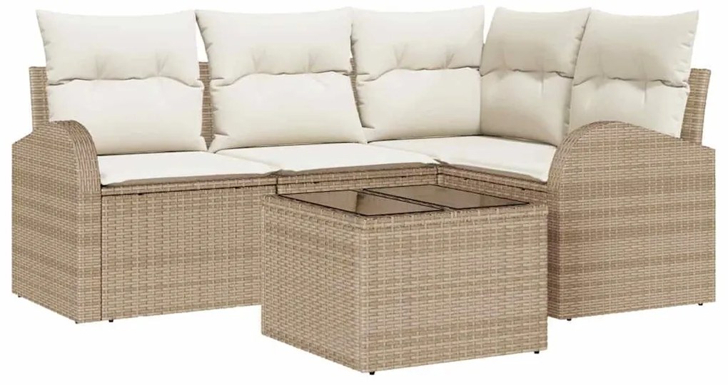 vidaXL Kerti Kanapé Szett Bézs polirattan