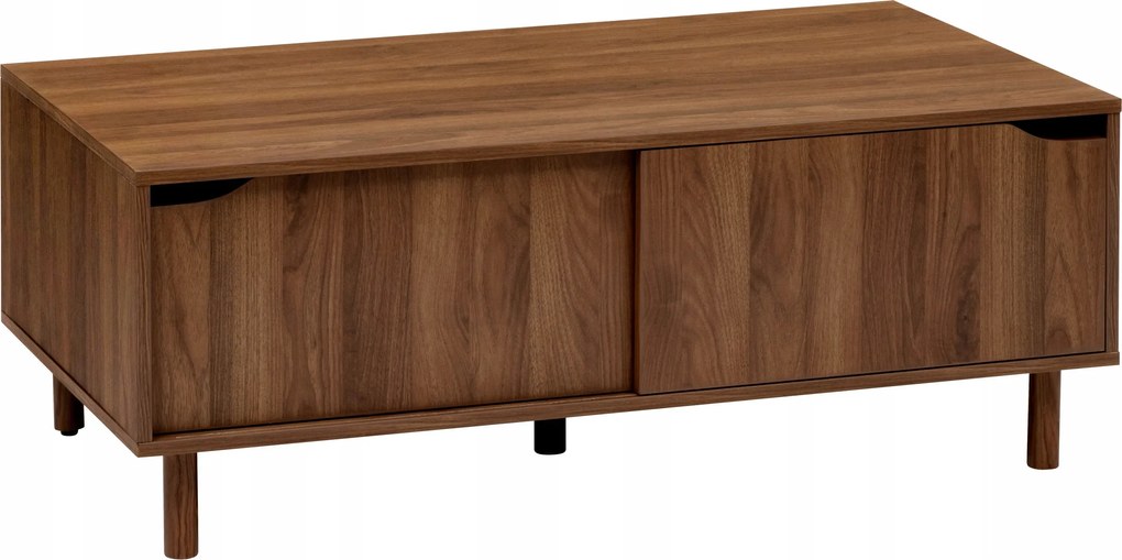 Mdf Dohányzóasztal Zárt Polcokkal Sötét Fa 108X60X42 CM