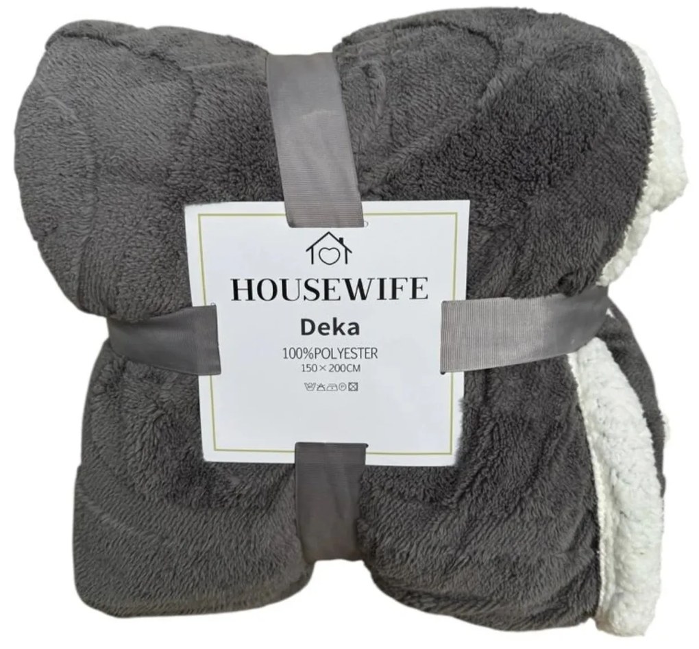 Luxus mikroplüss sherpa pléd NESTIVE világosszürke Méret: 200 x 230 cm