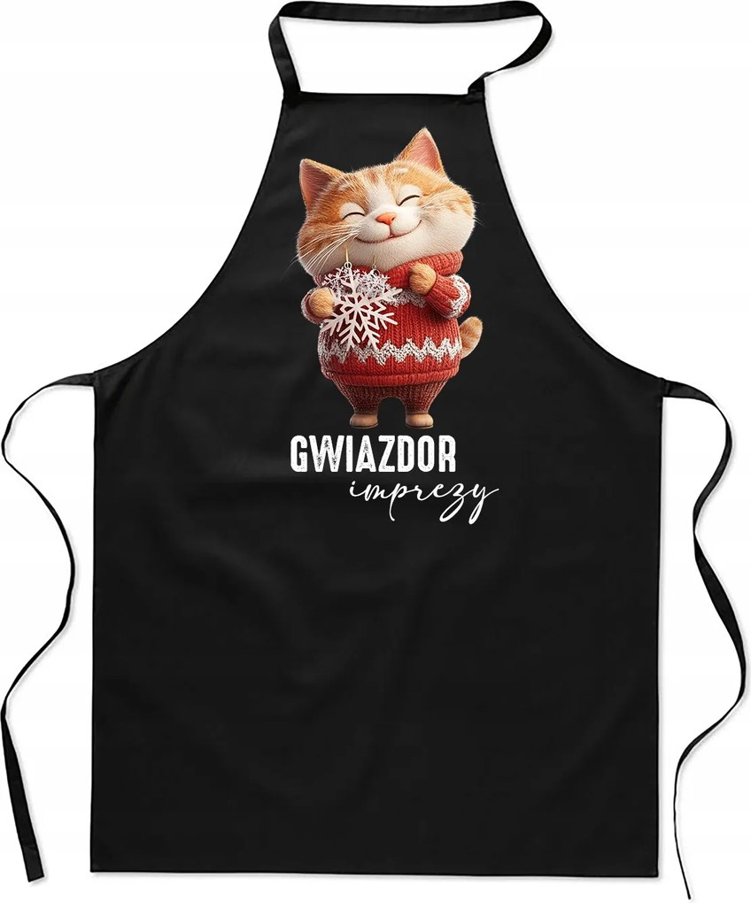 Konyhai Kötény Női férfi karácsonyi pamut nyomott mintás fekete