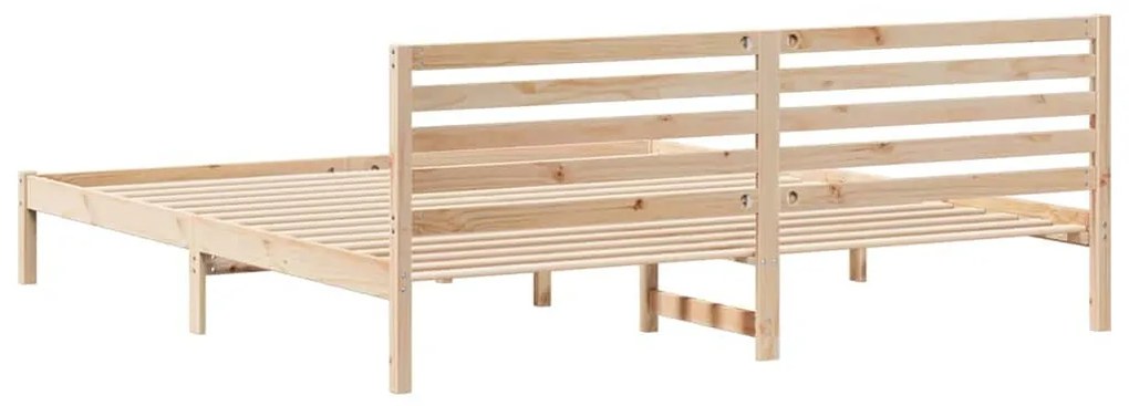 Ágykeret fejtámlával Barna 200 x 210 cm Tömör fenyőfa