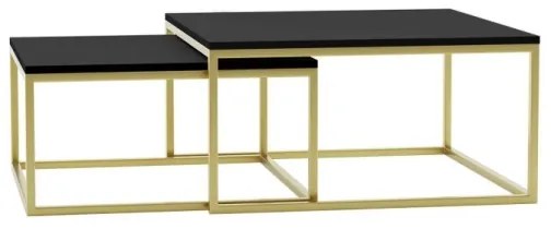 KÉSZLET 2x Kávésasztal DUAL fekete/arany