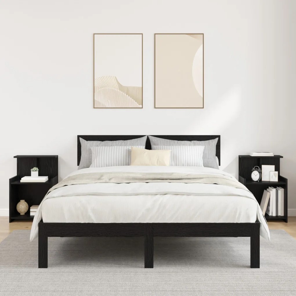 ágyas szekrények 2 db fekete tölgy 40x35x60 cm szerelt fa