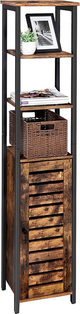 Könyvespolc keskeny szabadon álló oszlop barna polc Loft