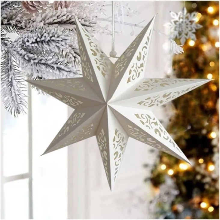 Karácsonyi papírcsillag hét ágú STARLET DELUXE 35 cm, fehér