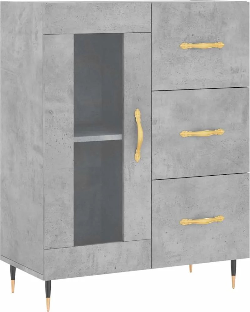 vidaXL betonszürke szerelt fa tálalószekrény 69,5 x 34 x 90 cm