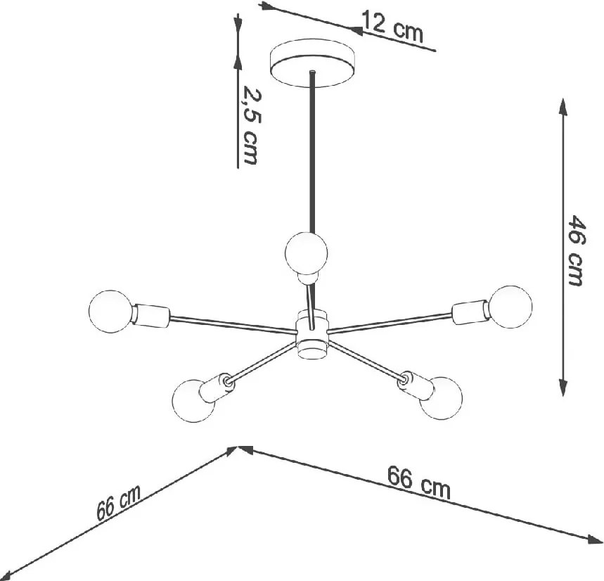 Fekete mennyezeti lámpa 66x66 cm Benedett – Sollux
