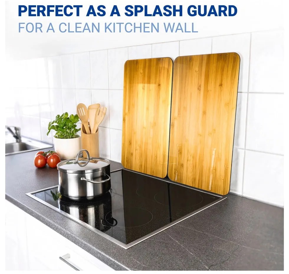 Edzett üveg tűzhely fedőlap szett 2 db-os 52x30 cm Wooden – Maximex
