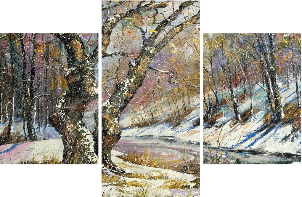Egy festett téli táj képe (90x60 cm)