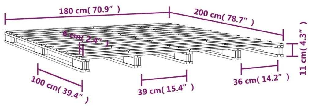 fehér tömör fenyőfa raklapágy 180 x 200 cm (Super King)