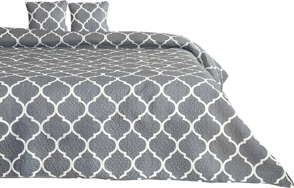 Kétoldalas Ágytakaró Tavira Pléd Szürke Fehér 220x240 cm 2 párnahuzat