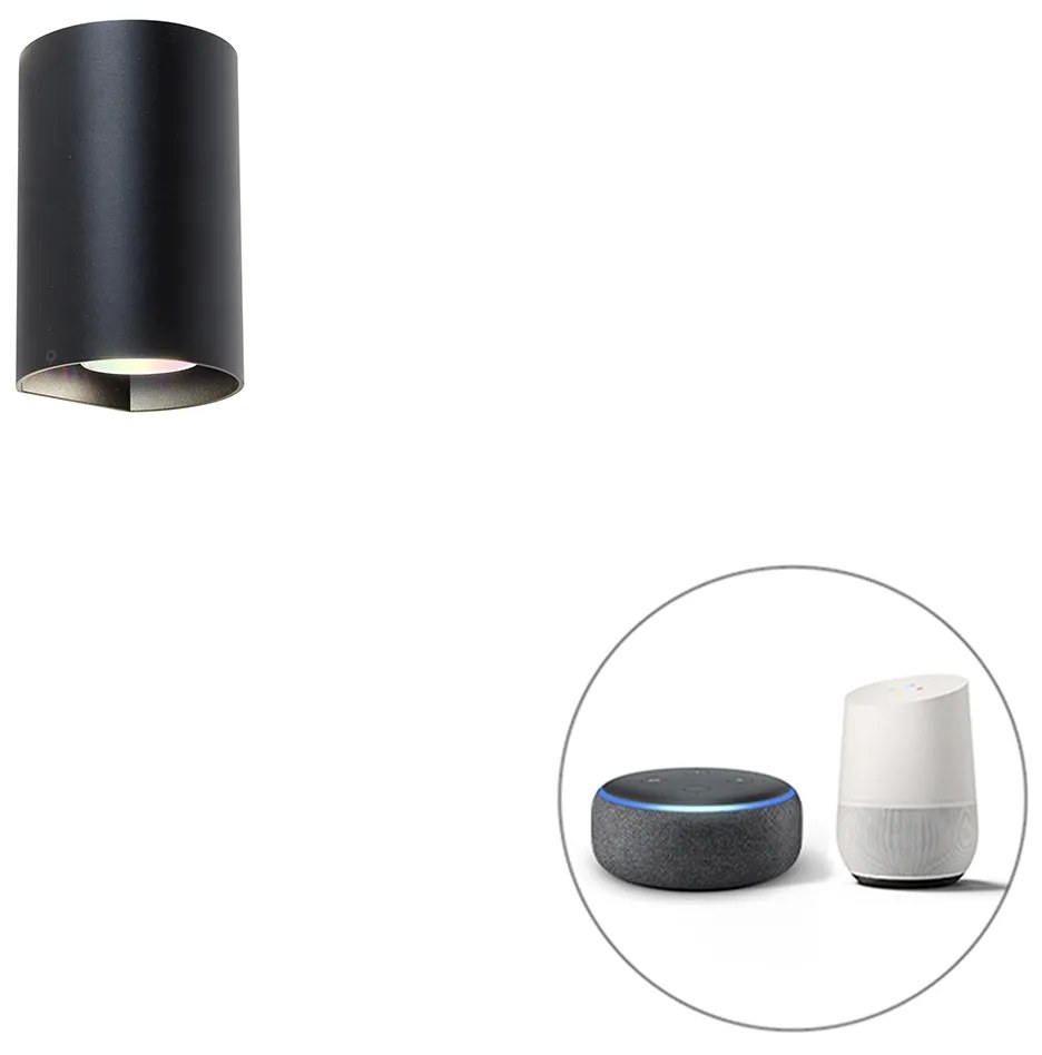 Okos kerek fali lámpa fekete, WiFi-vel, GU10 foglalattal - Sabbir