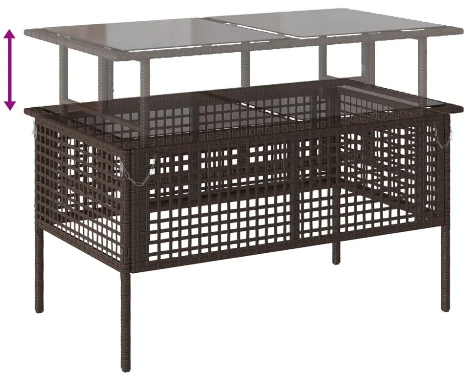 4 részes barna polyrattan üveg kerti ülőgarnitúra párnákkal