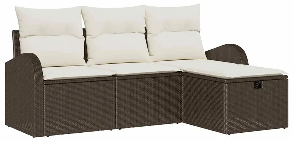 Kerti Kanapé Szett 4 pcs Barna és krémszínű 179 x 117 x 85 cm