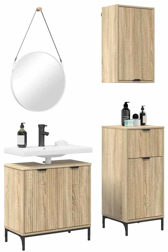 Fürdőszoba bútor szett 3 pcs sonoma tölgy 39.5 x 36 x 88 cm