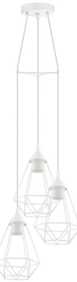 Eglo 79083 - BYRON zsinóros függeszték, 3xE27/60W/230V, fehér