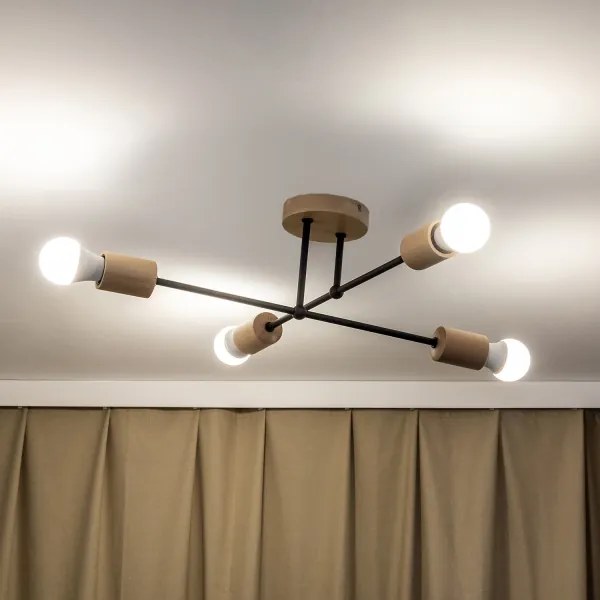 Felületre szerelt mennyezeti csillár CAMBRIDGE 4xE27/15W/230V fenyő