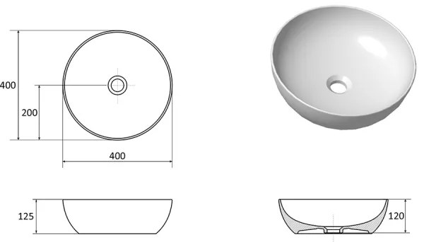 Ravak XJX01140003 - UNI SLIM ráépíthető mosdó átm. 40 cm kerámia/fehér