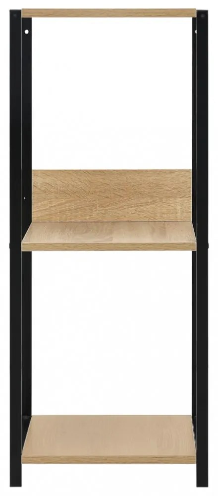 fekete és tölgyszínű szerelt fa könyvespolc 33,5x39,6x79,7 cm
