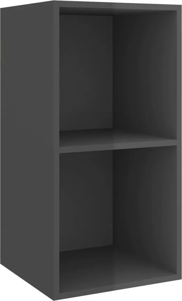 vidaXL magasfényű szürke szerelt fa fali TV-szekrény 37 x 37 x 72 cm