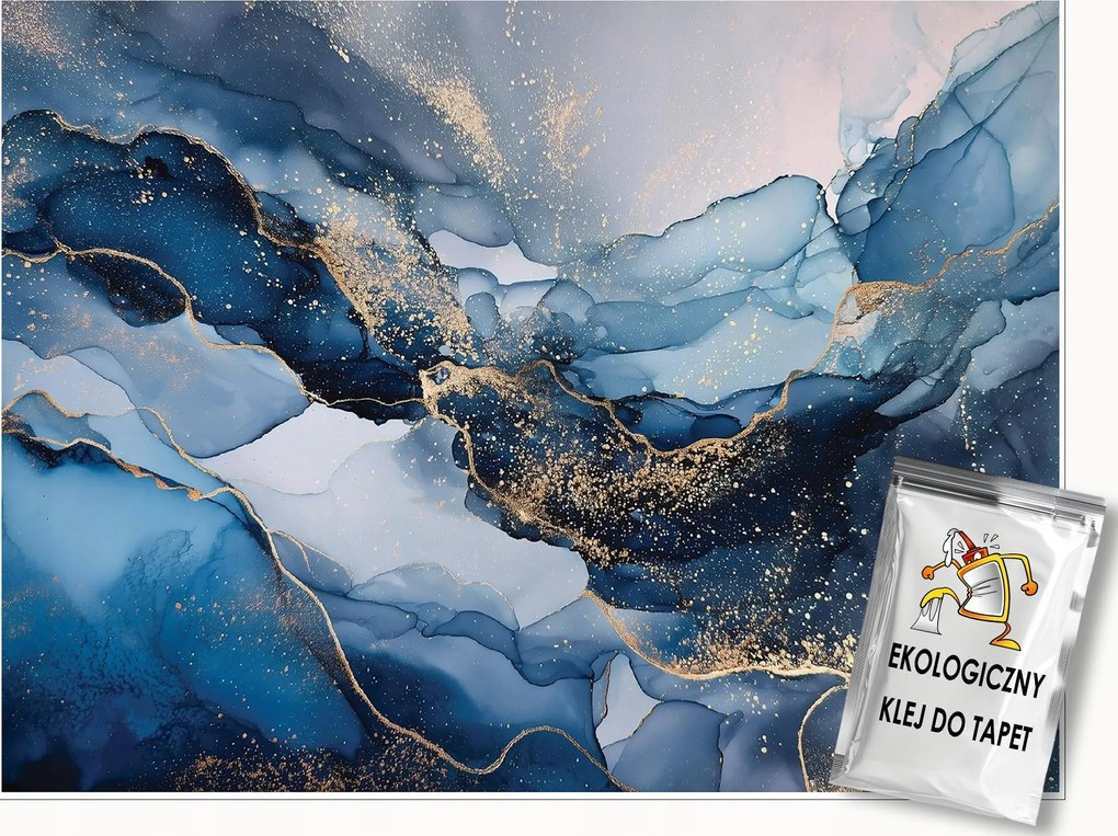 Fotótapéta Márvány Arany Kék Flizelina Nappali Hálószoba 300x210