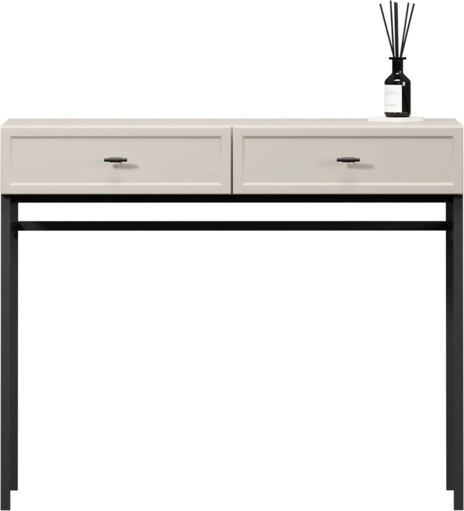 Lorini konzolasztal / toalettasztal 100 cm - kasmír / fekete T-bar fogantyúk / fém lábak