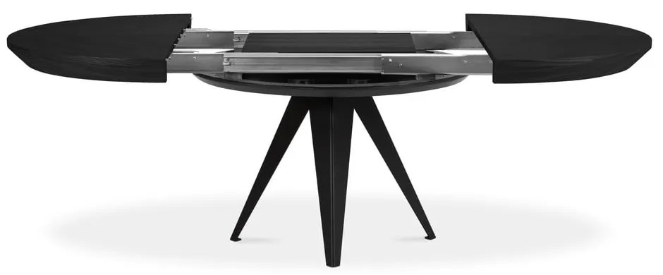 Kerek bővíthető étkezőasztal fekete asztallappal hosszabbító asztallappal ø 120 cm Magnus – Windsor &amp; Co Sofas