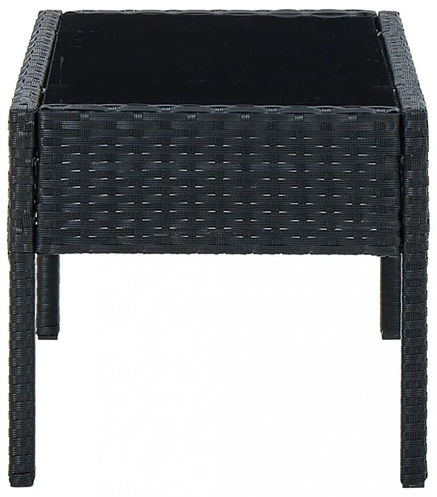 fekete polyrattan kerti asztal 75 x 40 x 37 cm