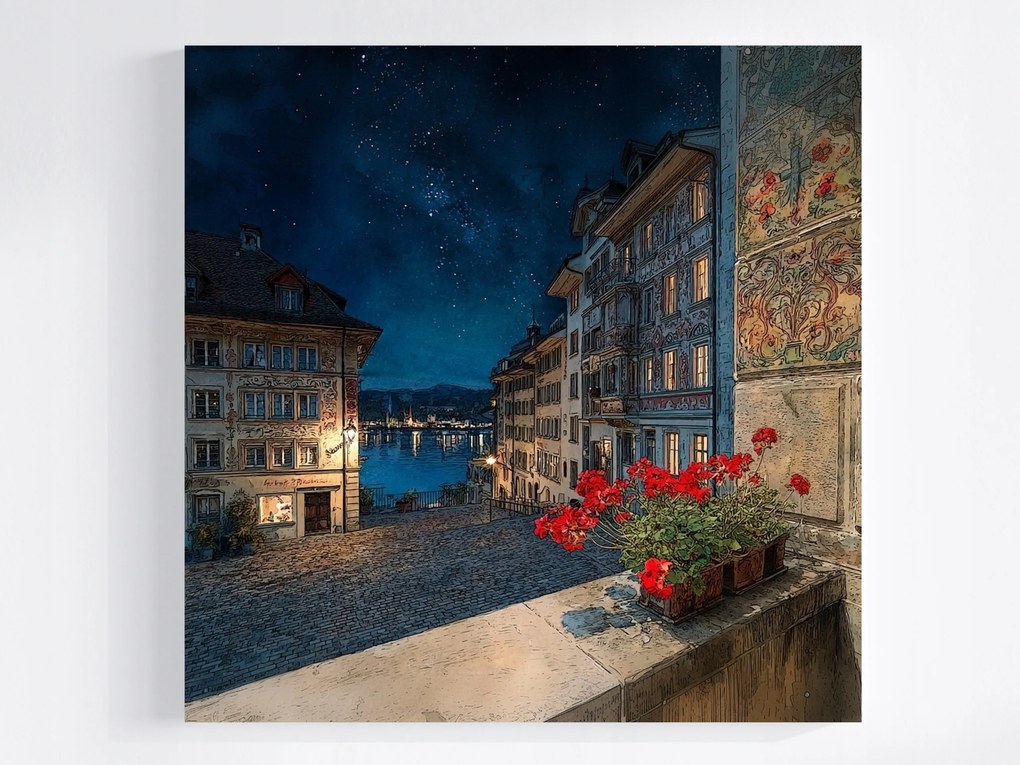 Vászonkép Canvas Tájkép Svájc Luzern Város Óváros 40x40