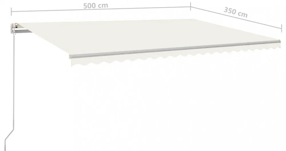 krémszínű kézzel kihúzható napellenző 500 x 350 cm