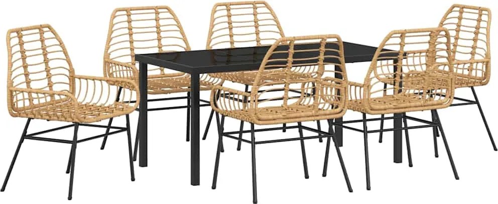 vidaXL Kert étkező szett 7 pcs Barna polirattan