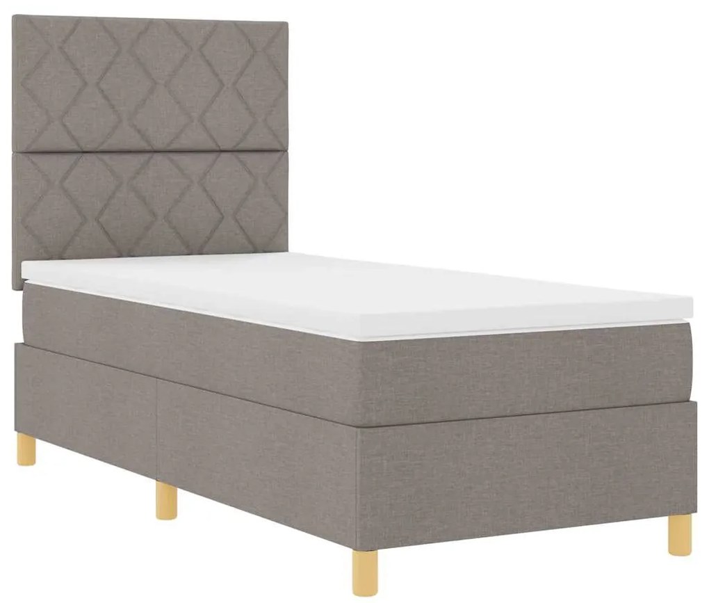 Boxrugós ágy fejtámlával Tópszínű 100 x 200 cm szövet