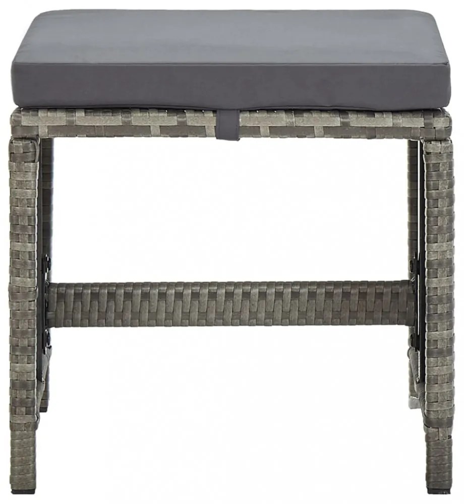 4 db szürke polyrattan kerti ülőke párnákkal