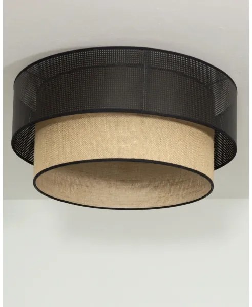 Mennyezeti lámpa BORHO 1xE27/60W/230V átm. 40 cm fekete/juta